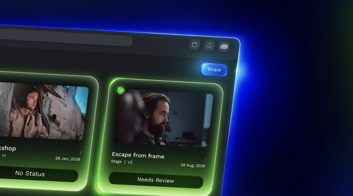 Krock.io SaaS launch video — glowing review cards with approval statuses